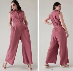 Athleta Brooklyn Heights Wide Leg Jumpsuit 14 Mauve Pink